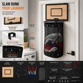 Kids Basketball Laundry Hamper Laundry Basket with Basketball Hoop Zipper Bottom Breathable Mesh Storage Bag for Clothes